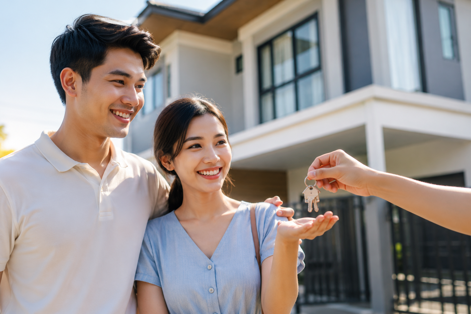first time home buyers receiving house keys after buying a property in Malaysia
